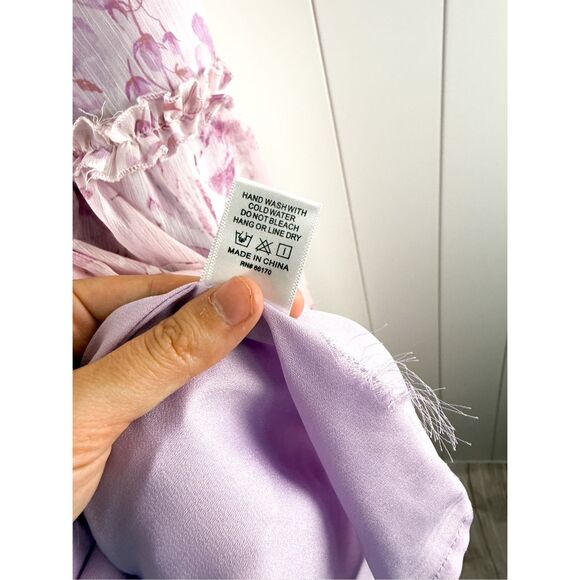 En Elly Ruffled Printed Maxi Dress in Pink Floral Plunge Strappy Cottagecore L - Picture 15 of 16